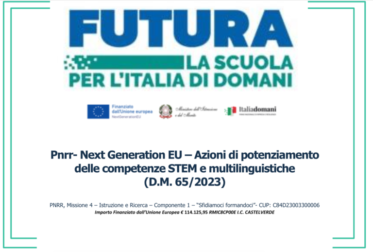Pnrr- Next Generation EU – Azioni di potenziamento delle competenze STEM e multilinguistiche (D.M. 65/2023)